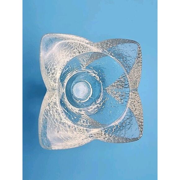 Vintage Glass Candle Holders Flower Design 3" Set of 2 Floral Home Decor Retro - Picture 4 of 7